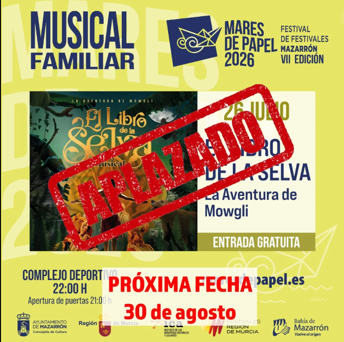  aplazamiento del musical familiar el libro de la selva: la aventura de mowgli